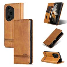Custodia per telefono in pelle di vitello con texture magnetica per Honor 300 Ultra AZNS (marrone chiaro)
