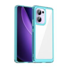 Per OPPO Reno13 F Custodia per telefono in TPU ibrida acrilica serie colorata (blu trasparente)