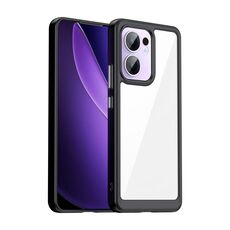 Per OPPO Reno13 F Custodia per telefono in TPU acrilico ibrido serie colorata (nero)