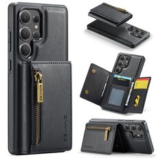 Per Samsung Galaxy S25 Ultra 5G DG.MING M5 Series Zip RFID Multi Card Custodia in pelle staccabile per telefono (nero)