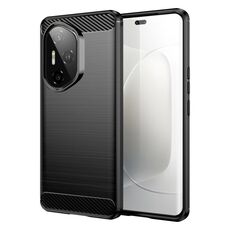 Custodia per telefono in TPU con texture spazzolata in fibra di carbonio per Honor 300 Pro (nero)