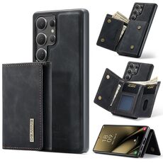 Per Samsung Galaxy S25 Ultra 5G DG.MING M1 Series Portafoglio multi-carta a 3 ante + Custodia magnetica per telefono (nero)
