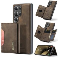 Per Samsung Galaxy S25 Ultra 5G DG.MING M2 Series Borsa multi-carta a 3 scomparti + custodia magnetica per telefono (caffè)