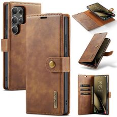 Per Samsung Galaxy S25 Ultra 5G DG.MING Crazy Horse Texture Custodia in pelle magnetica staccabile (marrone)