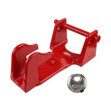 Gancio di traino a collo d'oca, blocco rimorchio per rimorchio pesante, camper, colore: rosso + lucchetto a combinazione