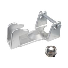 Gancio di traino a collo d'oca, blocco rimorchio per rimorchio pesante, camper, colore: argento + blocco combinazione