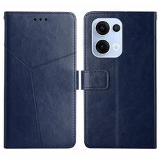 Per OPPO Reno13 Custodia per telefono in pelle con motivo a Y a forma di Y (blu)