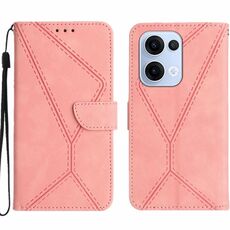 Per OPPO Reno13 Custodia per telefono in pelle goffrata con cuciture globali (rosa)