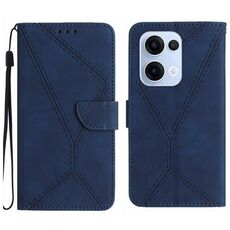 Per OPPO Reno13 Custodia per telefono in pelle goffrata con cuciture globali (blu)