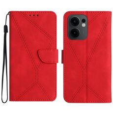 Per OPPO Reno13 F 4G / 5G Custodia per telefono in pelle goffrata con cuciture (rosso)