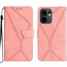 Per OPPO Reno13 F 4G / 5G Custodia per telefono in pelle goffrata con cuciture (rosa)