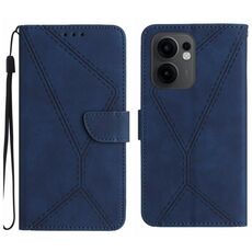 Per OPPO Reno13 F 4G / 5G Custodia per telefono in pelle goffrata con cuciture (blu)