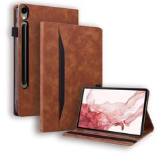 Per Samsung Galaxy Tab S10 FE+ Custodia per tablet in pelle antiurto con giunzione (marrone)