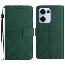 Per OPPO Reno13 5G Global Rhombic Grid Texture Custodia in pelle per telefono (verde)