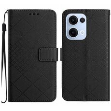 Per OPPO Reno13 5G Global Rhombic Grid Texture Custodia in pelle per telefono (nero)