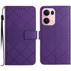 Per OPPO Reno13 Pro 5G Global Rhombic Grid Texture Custodia in pelle per telefono (viola)