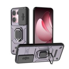 Per OPPO Reno13 Pro 5G Global Sliding Camshield TPU + PC Custodia antiurto per telefono con supporto (viola)
