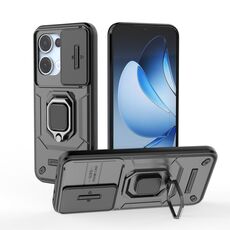Per OPPO Reno13 5G Global Sliding Camshield TPU + PC Custodia antiurto per telefono con supporto (nero)