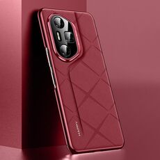 Custodia per telefono in pelle liscia per Honor 300 Pro (rosso vino)