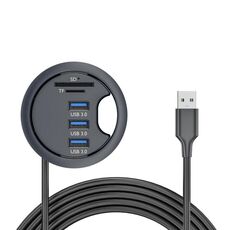 3 x USB3.0+TF+SD Desk Grommet Splitter HUB Dock Station, lunghezza cavo 1,2 m