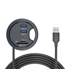 2xUSB3.0+USB-C+SD/MMC Hub Dock Station Splitter con Passacavo da Scrivania, Lunghezza Cavo 1,2 m