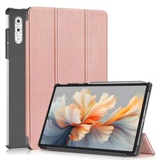 Per Lenovo Yoga Tab Plus Custer Pure Color Custodia per tablet pieghevole in pelle a 3 scomparti (oro rosa)