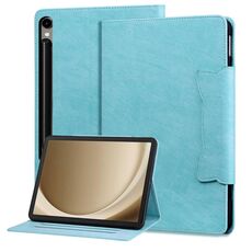Per Samsung Galaxy Tab S10 FE+ Custodia per tablet in pelle con fibbia a forma di gatto (azzurro cielo)