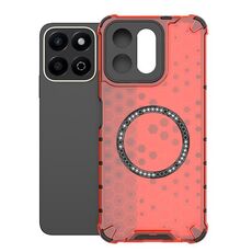 Custodia antiurto per telefono con anello magnetico a nido d'ape per Honor Play 60 Plus 5G (rosso)