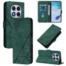Per Redmi Note 14 Pro 5G Global Crossbody 3D Embossed Flip Custodia per telefono in pelle (verde)