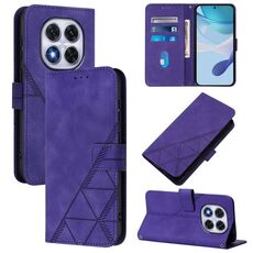Per Redmi Note 14 Pro 5G Global Crossbody 3D Embossed Flip Custodia per telefono in pelle (viola)