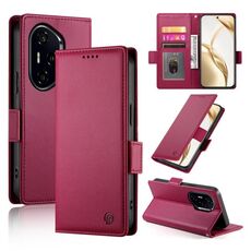 Per Honor 300 Pro / 300 Ultra Custodia per telefono in pelle smerigliata magnetica con fibbia laterale (rosso vino)