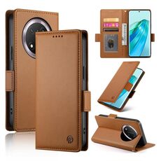 Per Honor X9c Global / Magic7 Lite Custodia per telefono in pelle smerigliata magnetica con fibbia laterale (marrone)