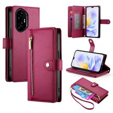 Per Honor 300 Pro / 300 Ultra Nine Card-slot Zipper Wallet Bag Custodia in pelle per telefono (rosso)