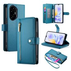 Per Honor 300 Pro / 300 Ultra Nine Card-slot Zipper Wallet Bag Custodia in pelle per telefono (blu)