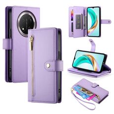 Per Honor X9c Global / Magic7 Lite Custodia in pelle con cerniera e nove slot per schede (viola)