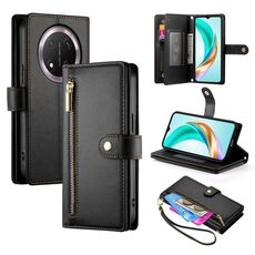 Per Honor X9c Global / Magic7 Lite Custodia in pelle con cerniera e nove slot per schede (nero)