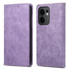 Per OPPO Reno13 F 4G / 5G Business Custodia per telefono in pelle magnetica RFID a tinta unita (viola)