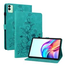 Per Tecno Megapad 11 Custodia per tablet in pelle goffrata Lily (verde)