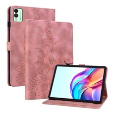 Per Tecno Megapad 11 Custodia per tablet in pelle goffrata Lily (rosa)