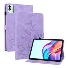 Per Tecno Megapad 11 Custodia per tablet in pelle goffrata Lily (viola)