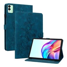 Per Tecno Megapad 11 Custodia per tablet in pelle goffrata Lily (blu scuro)