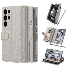 Per Samsung Galaxy S24 Ultra 5G GKK Plating Custodia in pelle per telefono (grigio titanio)