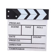 Tavola da regista in legno per riprese video, film, scene cittadine, fotografia, accessori, stile: piccola P bianca