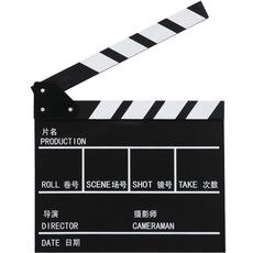 Tavola da regista in legno per riprese video, film, scene cittadine, fotografia, oggetti di scena, stile: con grande cinese nero