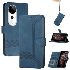 Per vivo S19 Pro Custodia per telefono in pelle con chiusura a scatto Cubic Skin Feel (blu)