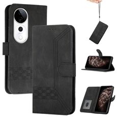Per vivo S19 Pro Custodia per telefono in pelle con chiusura a scatto Cubic Skin Feel (nero)