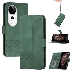 Per vivo S19 Pro Custodia per telefono in pelle con chiusura a scatto Cubic Skin Feel (verde)