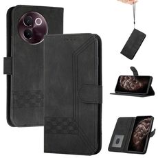Per vivo V30e Custodia per telefono in pelle con chiusura a scatto Cubic Skin Feel (nero)