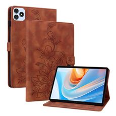 Per itel VistaTab 30 Custodia per tablet in pelle goffrata Lily (marrone)