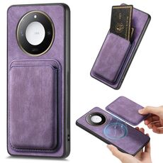 Per Honor X60 5G Retro Pelle Card Bag Custodia Magnetica per Telefono (Viola)
